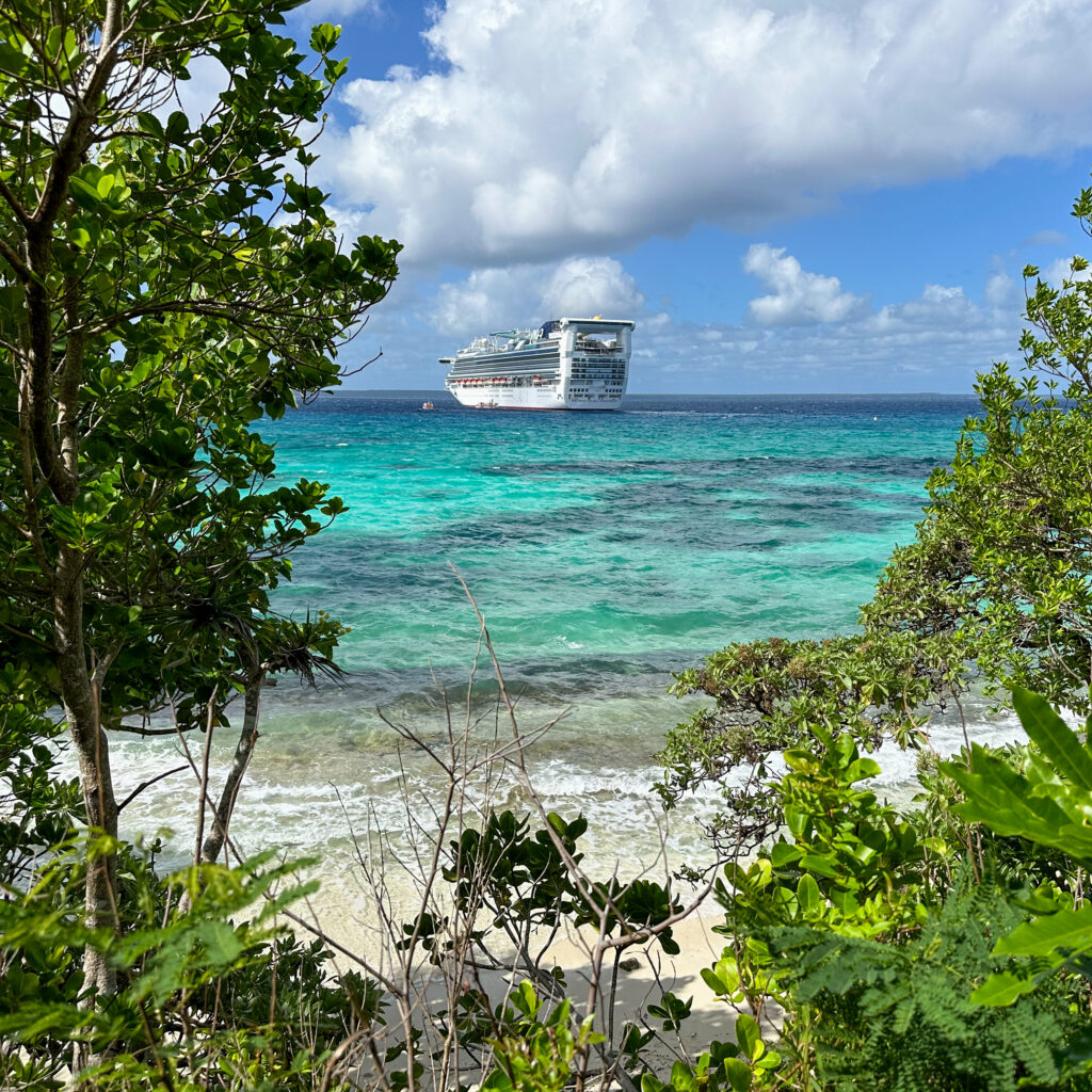 Cruise ship docked in Lifou after cruise from Sydney to New Caledonia